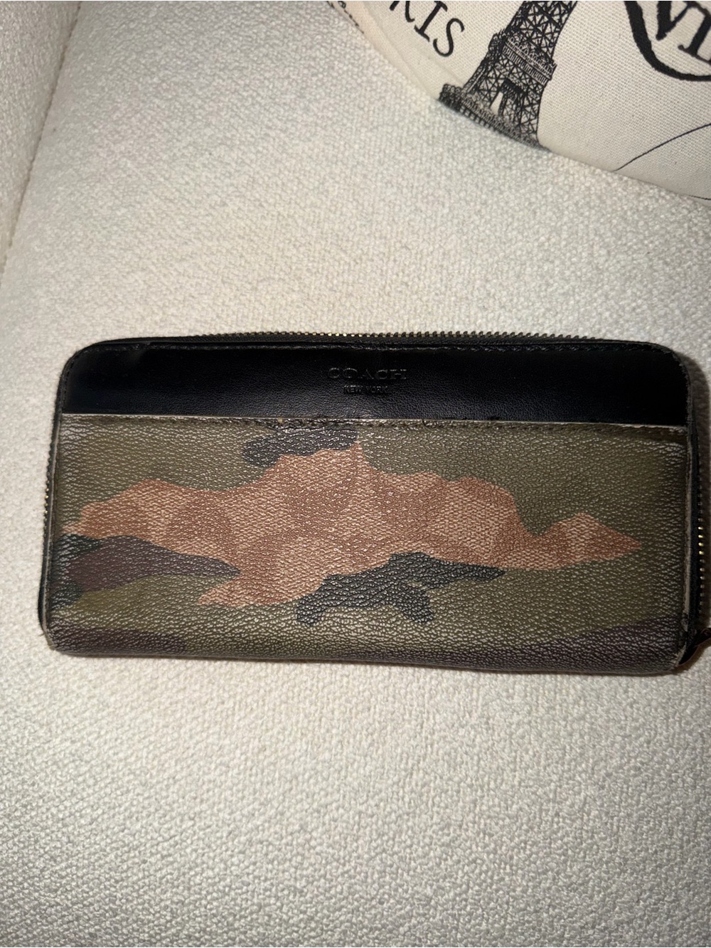 Coach Camo Zip Wallet in Green, Brown and Black